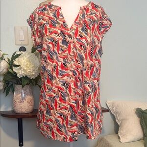 Nic & Zoe Sleeveless V-Neck  Tunic Tank Top - Red/Blue/black